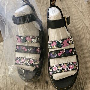 Dr. Martens Black Floral Sandals